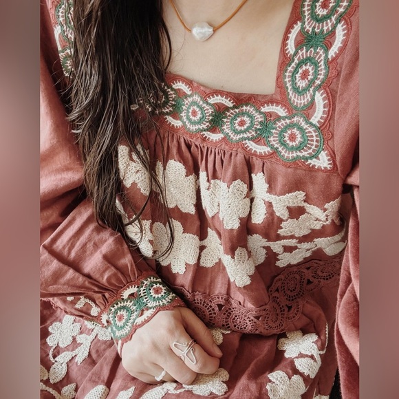 NWT Sézane Adénora Dress in Ecru Green Embroidery FR 38 / US 6 - Picture 11 of 16